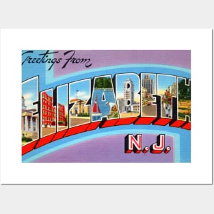 Greetings from Elizabeth, NJ - Vintage Large Letter Postcard Posters and Art